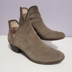 Lucky Brand Baley Suede Brown Leather Ankle Boots Women's Sz 8.5M